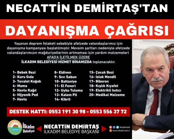 Başkan Necattin Demirtaş Dayanışma çağrısında bulundu