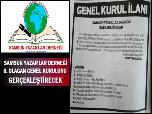 SAMSUN YAZARLAR DERNEĞİ 6. OLAĞAN GENEL KURULU