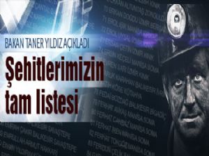 BAKAN TANER YILDIZ AÇIKLADI: ŞEHİTLERİMİZİN TAM LİSTESİ