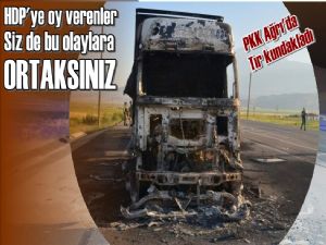 Ağrı'da 3 TIR  PKK'lılarca ateşe verildi