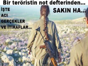 Dağa çıkan bir teröristin not defterine yazdıkları