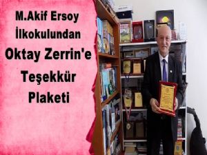 Bafralı Şair Oktay Zerrin'e Teşekkür Plaketi 