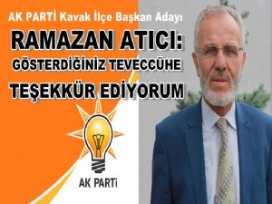 Atıcı: Şahsıma gösterilen teveccühe teşekkür ediyorum