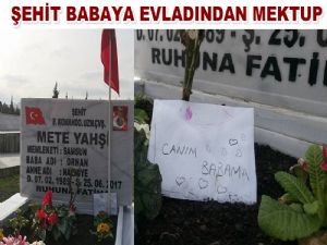 Şehidin mezarındaki mektup görenlerin yüreğini yakıyor