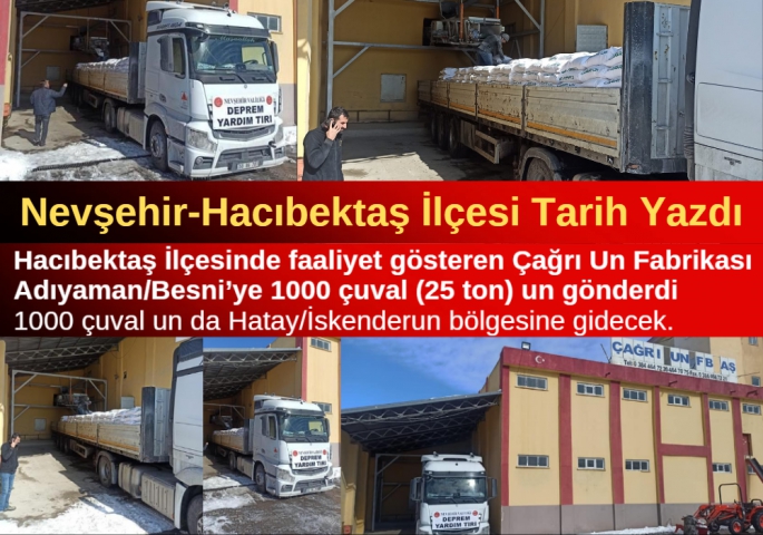 Hacıbektaş ilçesindeki Un Fabrikasından 2000 Çuval (50 Ton) un yola çıktı