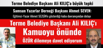 Samsun Yazarlar Derneğinden Terme Belediye Başkanı Ali Kılıç'a sert tepki